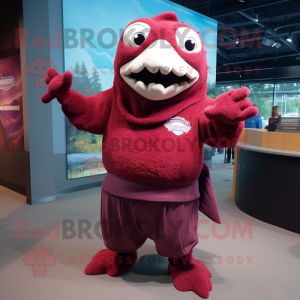 Maroon Cod mascot costume character dressed with a Shorts and Gloves