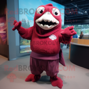 Maroon Cod mascot costume character dressed with a Shorts and Gloves