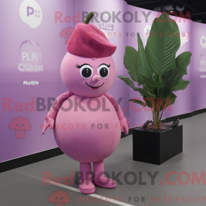 Mascottefiguur van een roze...