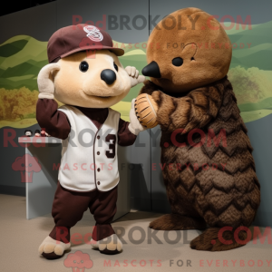 Mascot character of a Brown...