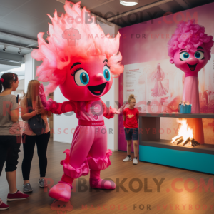Maskottchenfigur eines rosa...