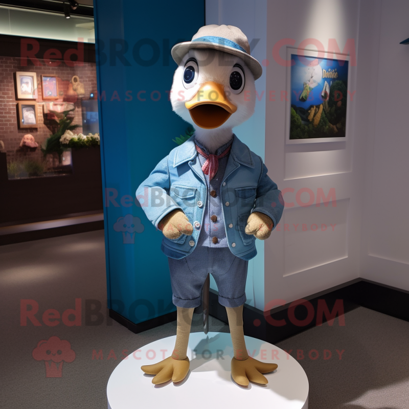 nan Gosling mascot costume character dressed with a Skinny Jeans and Pocket squares