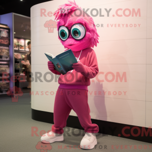 Maskotfigur af en Pink...