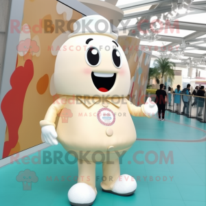 Cream Ice Cream mascot costume character dressed with a Trousers and Rings