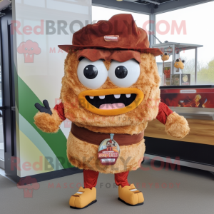 Rust Pulled Pork Sandwich mascot costume character dressed with a Trousers and Keychains
