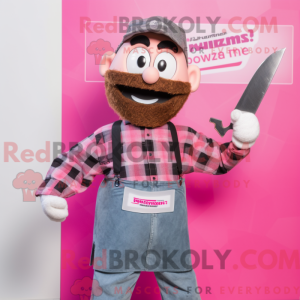 Mascottefiguur van een roze...