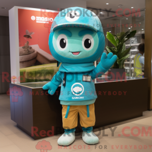 Mascot character of a Cyan...