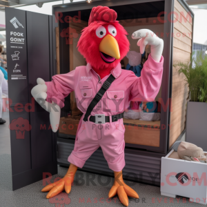 Maskottchenfigur eines rosa...