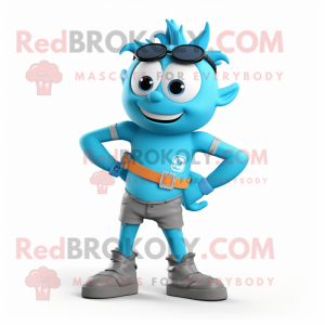 Cyan Beef Stroganoff mascot costume character dressed with a Skinny Jeans and Bracelet watches