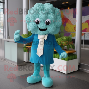 Cyan blomkål maskot kostym...