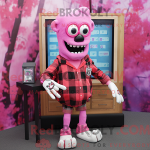 Mascottefiguur van een roze...