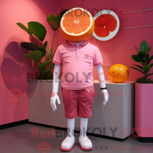 Maskotkarakter av en rosa...