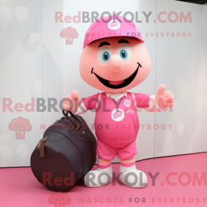Maskotkarakter av en rosa...