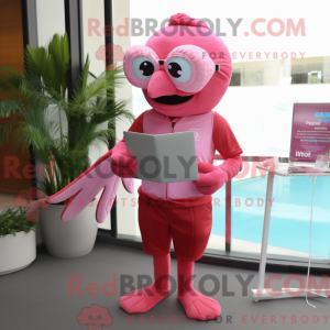Maskotkarakter af en Pink...