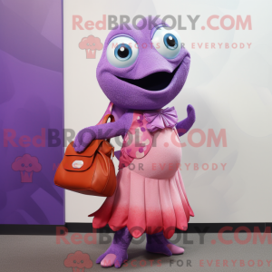 Maskot karakter af en lilla...