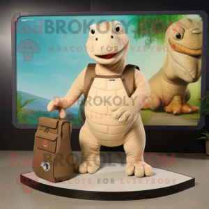 Beige Iguanodon maskot...