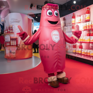 Maskottchenfigur einer rosa...
