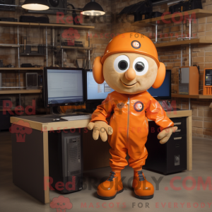 Maskotfigur af en orange...