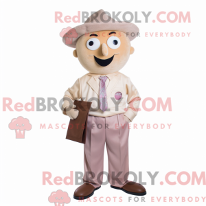 Maskotkarakter af en beige...