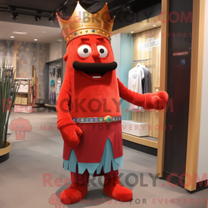 Maskot karakter af en rød...