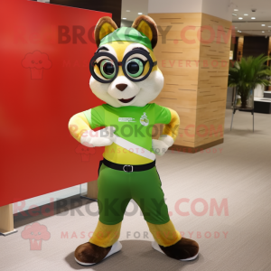 Maroon Chipmunk mascot costume character dressed with a Hoodie and Gloves -  Mascot Costumes -  Sizes L (175-180CM)