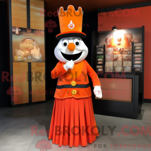Maskotfigur af en orange...