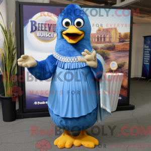 Maskot karakter af en blå...