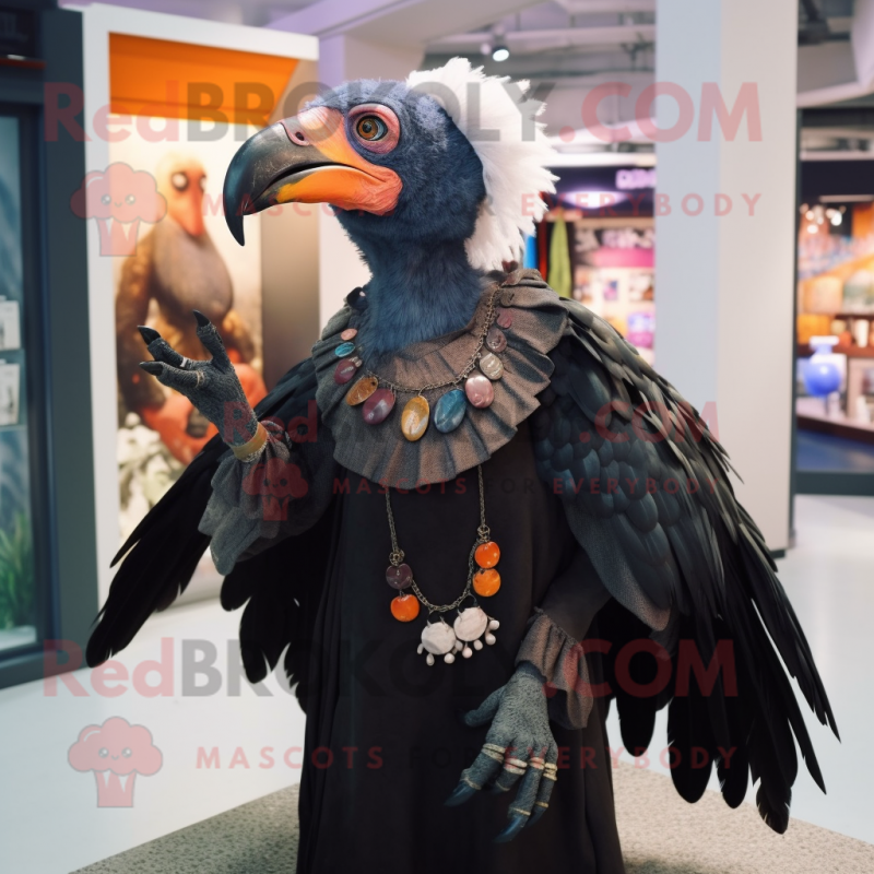 nan Vulture mascot costume character dressed with a Skirt and Earrings