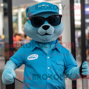 Mascot character of a Cyan...