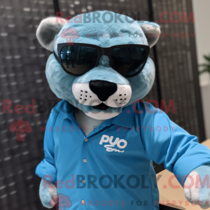 Mascot character of a Cyan...