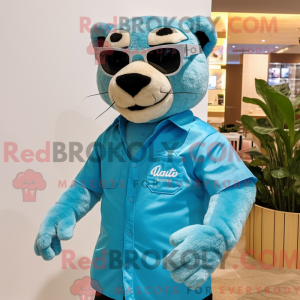 Mascot character of a Cyan...