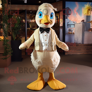 Beige Gosling maskot kostym...