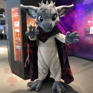 Gray Gargoyle mascot costume character dressed with a Waistcoat and Shawls