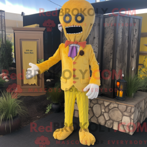 Mascottefiguur van een geel...