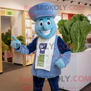 Maskot-karakter av en blå...