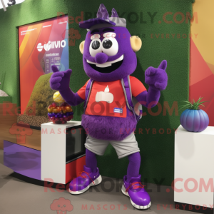 Maskot karakter af en lilla...