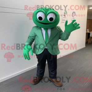Maskot karakter af en grøn...
