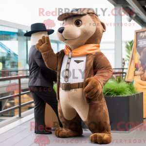 Mascot character of a Brown...