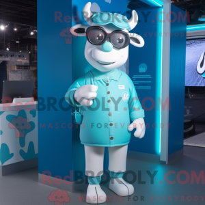 Mascot character of a Cyan...