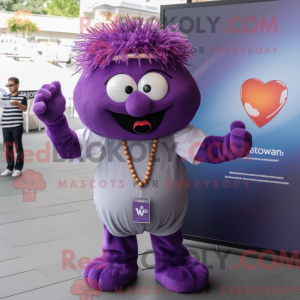 Maskot karakter af en lilla...