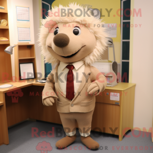 Maskotkarakter av et beige...