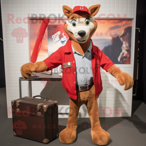 Röd Dingo maskot kostym...