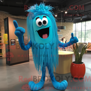 Maskottchenfigur eines Cyan...