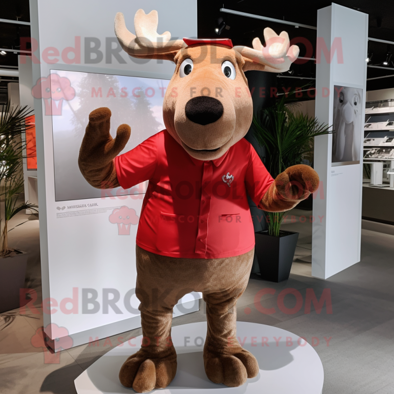 Red Elk mascot costume character dressed with a Chinos and Mittens - Mascot  Costumes -  Sizes L (175-180CM)