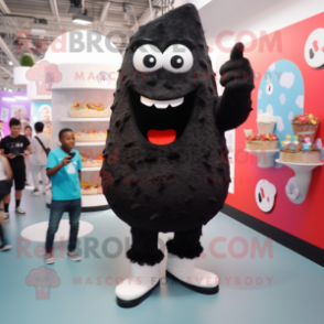 Black Ice Cream mascot costume character dressed with a Skinny Jeans and Anklets