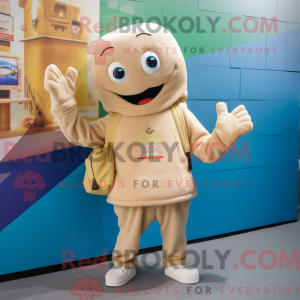 Mascot character of a Tan...