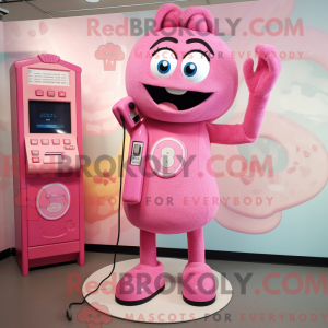 Mascottefiguur van een roze...