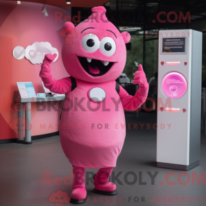 Mascottefiguur van een roze...