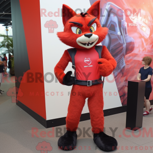 Maskot-karakter af en rød...