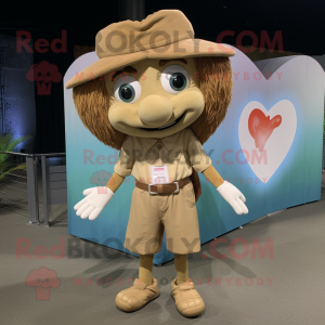 Tan Heart mascot costume character dressed with a Cargo Shorts and Hairpins